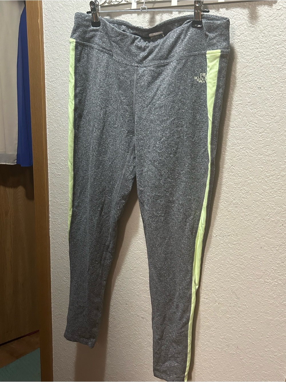 The North Face Gray Leggings with Neon Yellow Side Panels